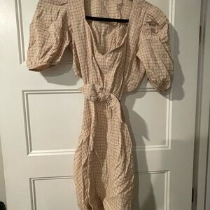 Zara Plaid Puff Sleeve Dress